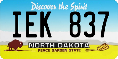 ND license plate IEK837