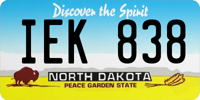 ND license plate IEK838