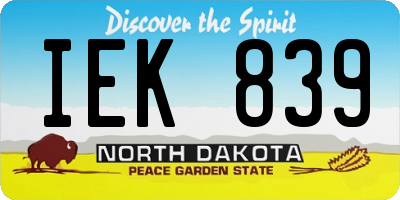 ND license plate IEK839