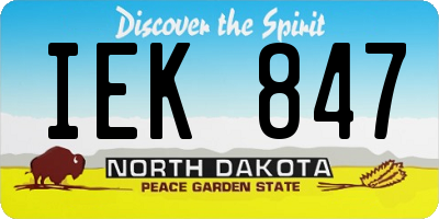 ND license plate IEK847