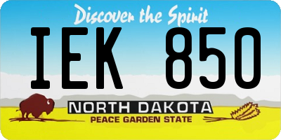 ND license plate IEK850