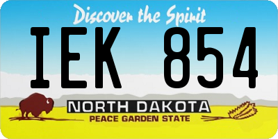 ND license plate IEK854