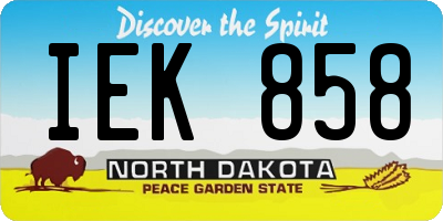 ND license plate IEK858