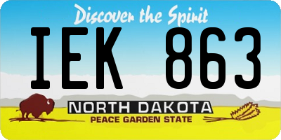 ND license plate IEK863