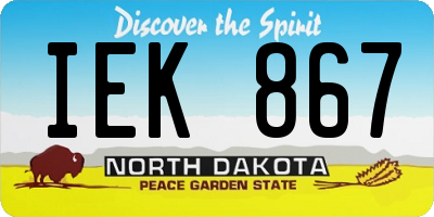 ND license plate IEK867