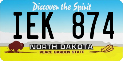 ND license plate IEK874