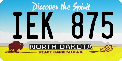 ND license plate IEK875