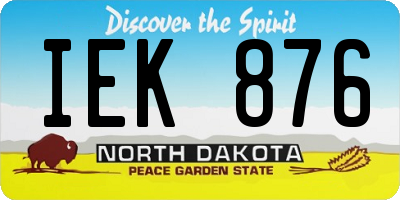 ND license plate IEK876