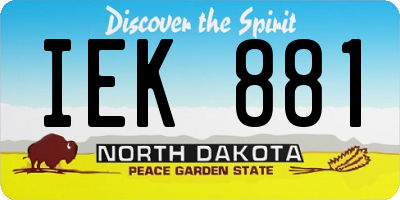 ND license plate IEK881