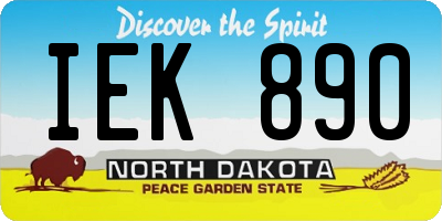 ND license plate IEK890