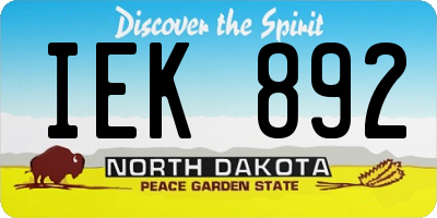 ND license plate IEK892