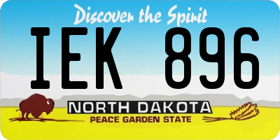 ND license plate IEK896