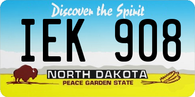 ND license plate IEK908