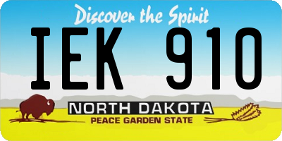 ND license plate IEK910