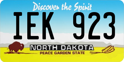 ND license plate IEK923