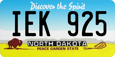 ND license plate IEK925