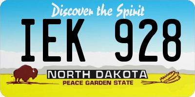 ND license plate IEK928