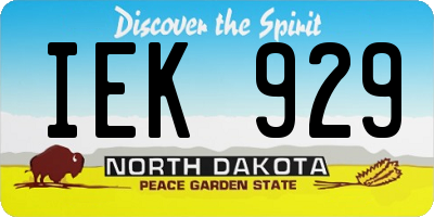 ND license plate IEK929