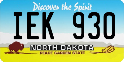 ND license plate IEK930