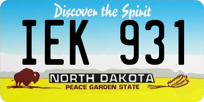 ND license plate IEK931