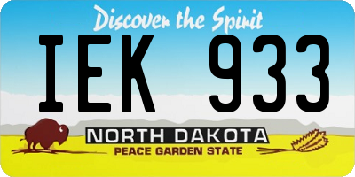 ND license plate IEK933