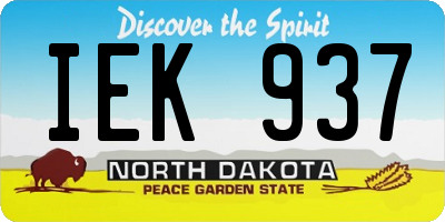 ND license plate IEK937