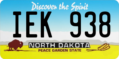 ND license plate IEK938
