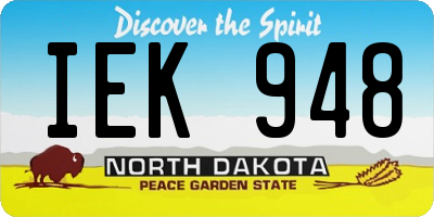ND license plate IEK948