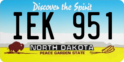 ND license plate IEK951