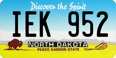 ND license plate IEK952