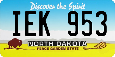 ND license plate IEK953