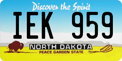 ND license plate IEK959