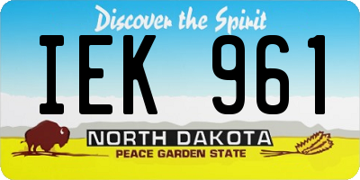 ND license plate IEK961