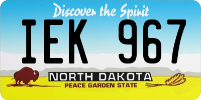 ND license plate IEK967