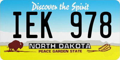 ND license plate IEK978