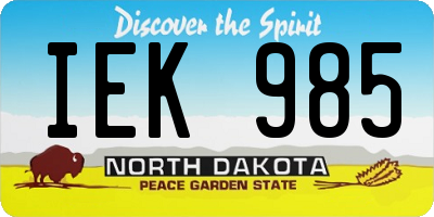 ND license plate IEK985