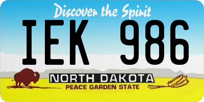 ND license plate IEK986