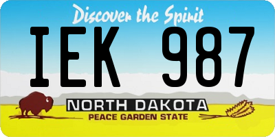 ND license plate IEK987