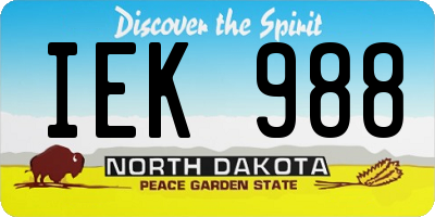 ND license plate IEK988