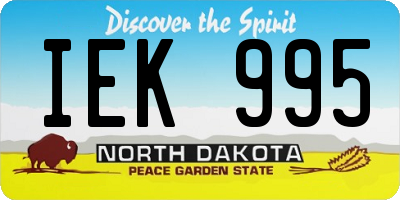 ND license plate IEK995