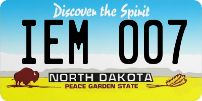 ND license plate IEM007