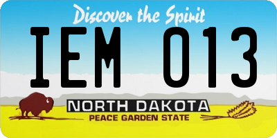 ND license plate IEM013