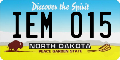 ND license plate IEM015