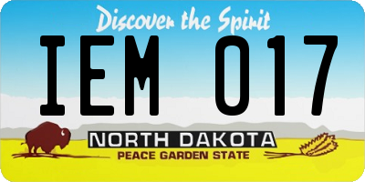 ND license plate IEM017