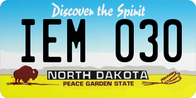 ND license plate IEM030