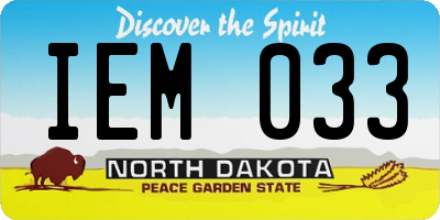 ND license plate IEM033