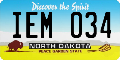ND license plate IEM034