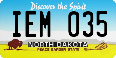 ND license plate IEM035