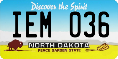 ND license plate IEM036