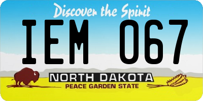 ND license plate IEM067